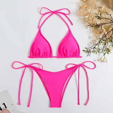 Classic Lace-up Triangle Bikini